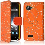 KARYLAX Seluxion   Housse Coque Etui Portefeuille Fonction Support Style Diamant Couleur Orange pour Wiko Cink Slim/Slim 2