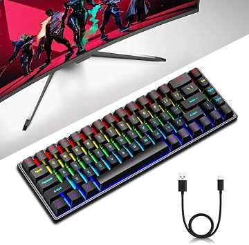 Apera Ga25 Type-C Kablolu Mini Gaming  ngilizce Klavye RGB LED I kl  Mekanik Daktilo Sesli Tu lar