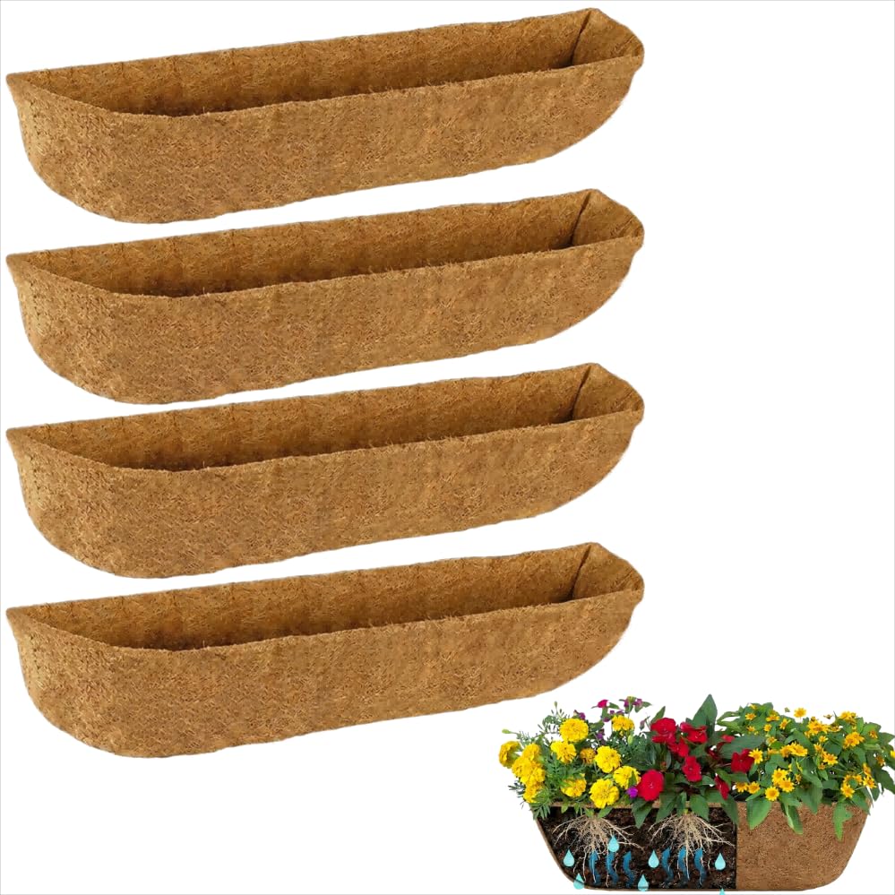 Fibre de coco préformée 91cm lot de 4 doublures pour jardinières de balcon