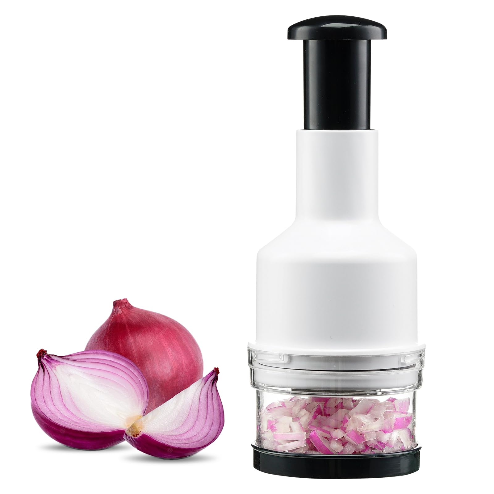Vegetable Chopper, Onion Chopper, Garlic Chopper, Nuts Chopper - Hand Chopper For Vegetables Salads Fruits, Nuts. Dishwasher-safe, White, Easy to Clean-image-11