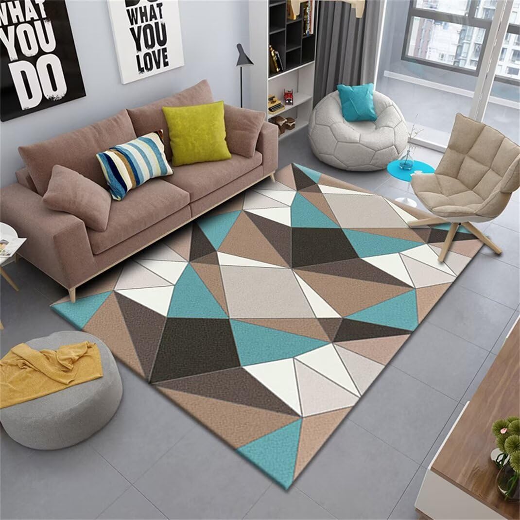 Tapis de chambre adulte bleu moderne 140x200cm tapis long de chevet