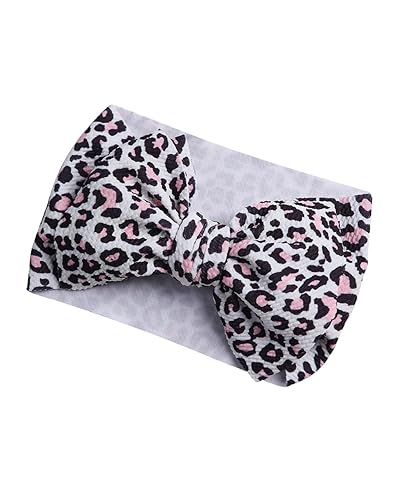 BBTDIN Guepardo turbante diadema lazo bebé niñas leopardo banda para el pelo lazo bebé guepardo diadema Bowknot BTB04 (rosa)