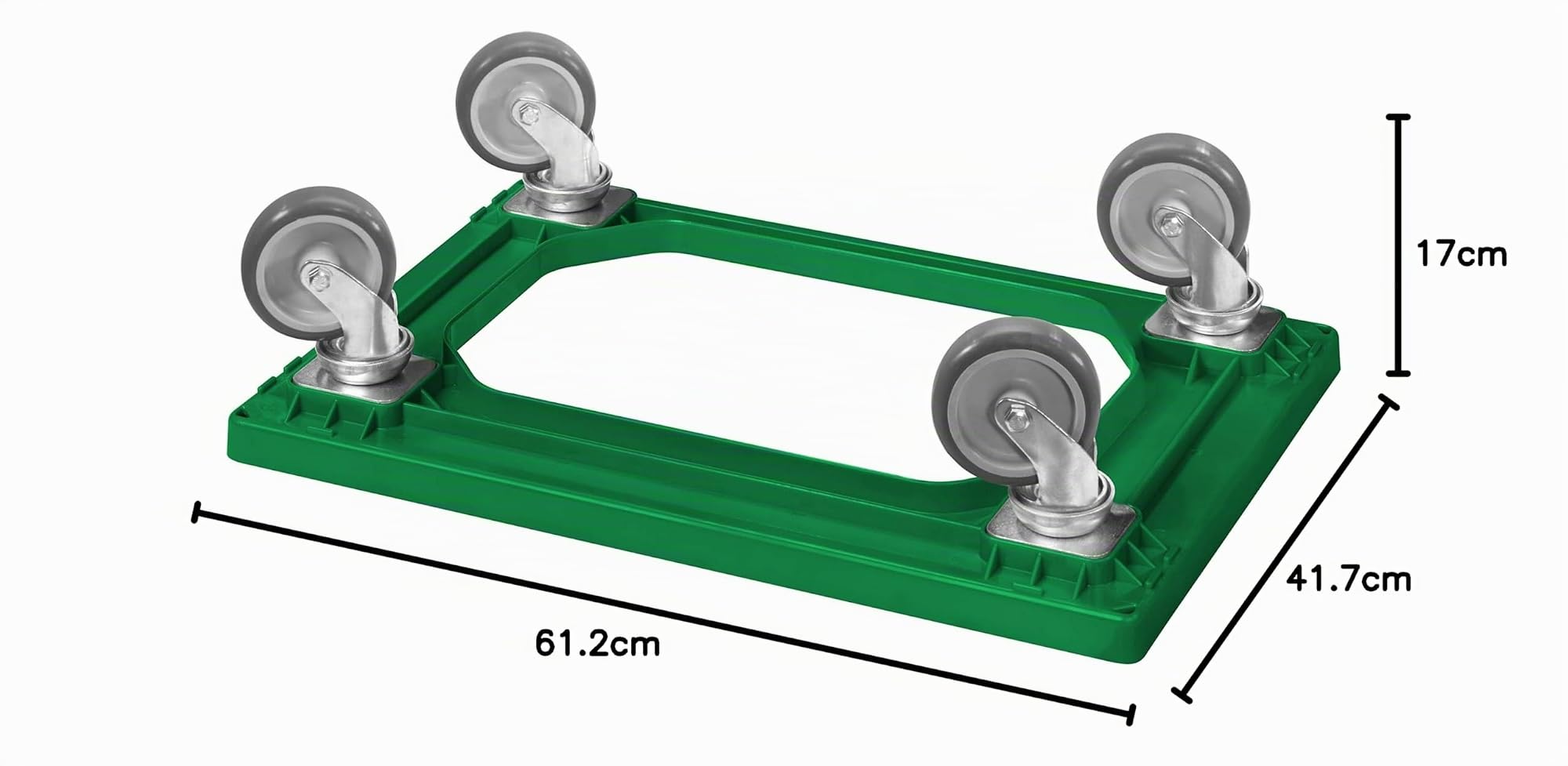 10 Stück Transportroller für Kisten 60 x 40 cm mit 4 Lenkrollen in grün