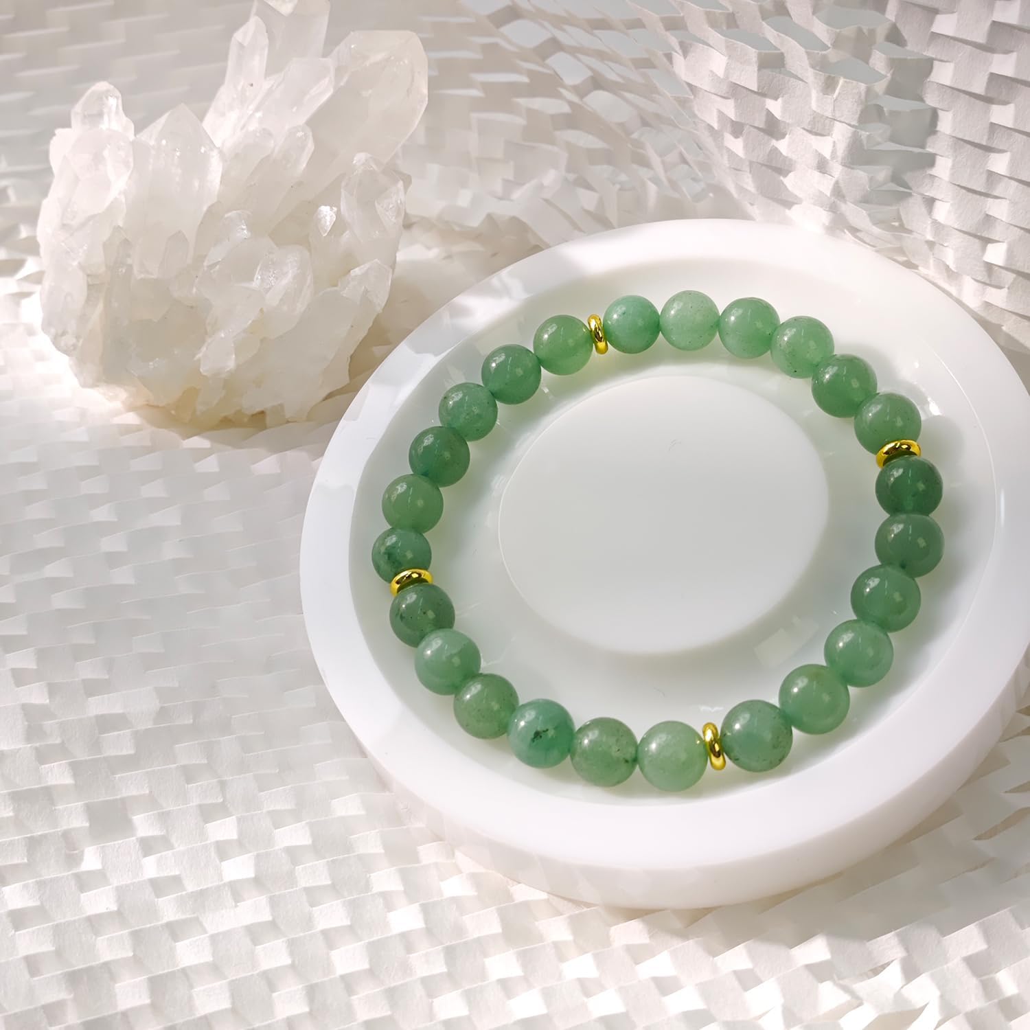 8mm Beaded Bracelet - Calming Natural Healing Crystal Stretch Bracelet for Women and Men - Handmade Semi-Precious Gemstone with Positive Energy - Image 3