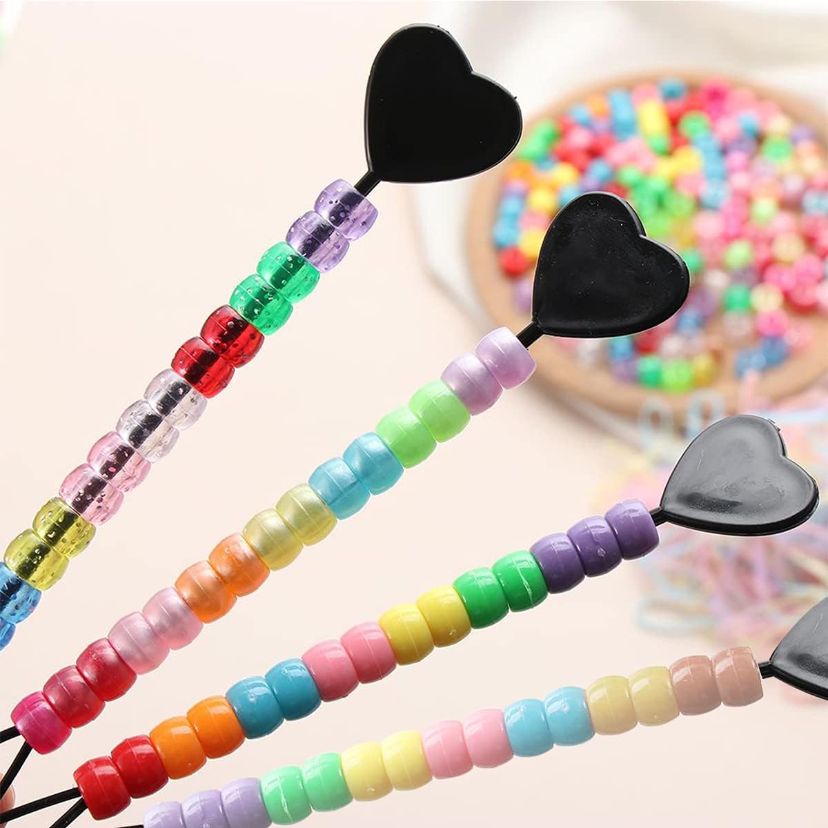 200Pcs Plastic Pony Beads for Jewellery Making 6 * 9mm Colourful Bead for Crafts Clear Hair Bead for Bracelets Making Kit - Image 5