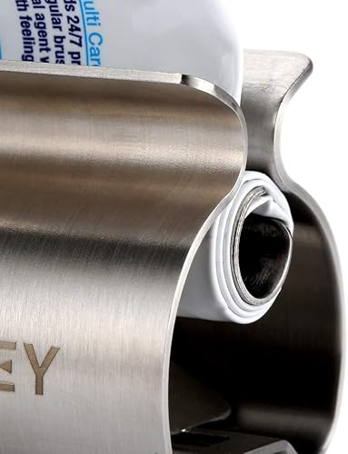 Miniatura 4 de XYKEEY Exprimidor de tubo de pasta de dientes juego de 2 rodillos exprimidores de pasta de dientes soporte de asiento de tubo de pasta de dientes de