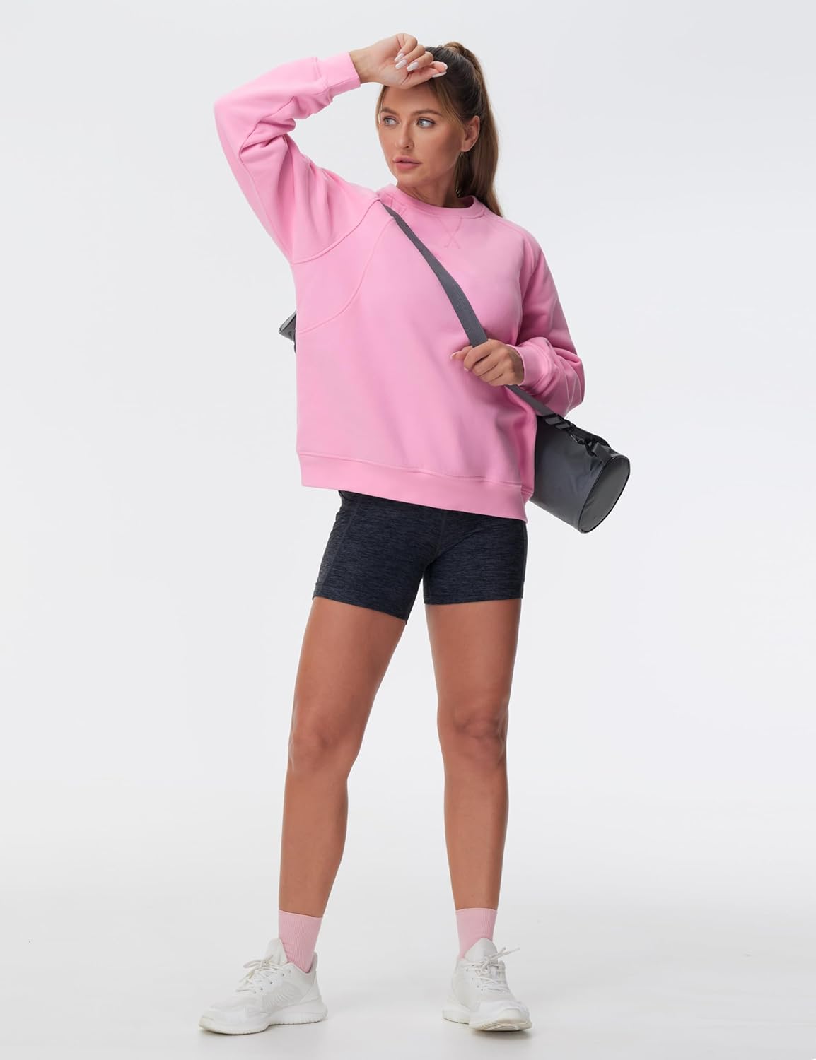 THE GYM PEOPLE Women's Oversized Fleece Sweatshirts Loose Fit Crewneck Long Sleeve Pullover Tops - Image 5