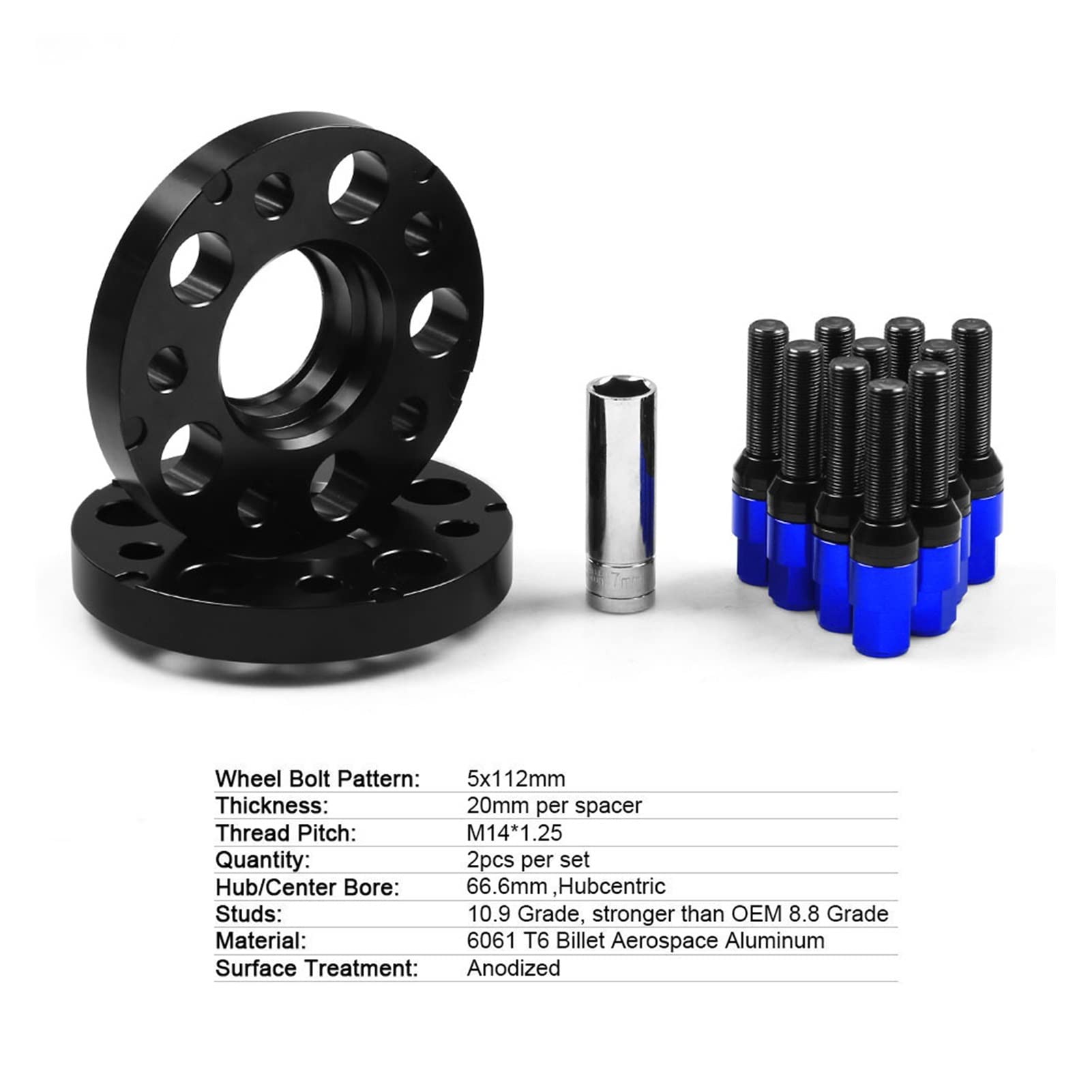 20mm 5x112mm 66.6mm piasta z otworem centrycznym dystansowe koła
