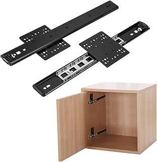 Lot de 2 rails coulissants cachés pour porte d'armoire, de 30 à 70 cm, pour porte d'armoire, guidage à billes, montage latéral, glissières de porte de poche, ferrures de porte coulissante pour armoire