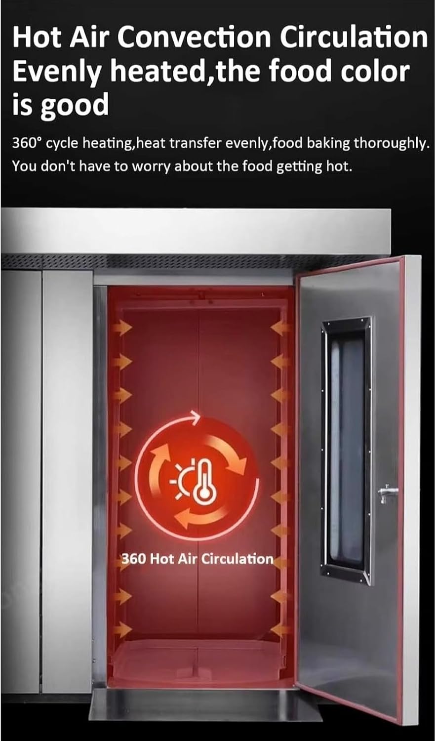 Gas Commercial Convection Oven 32 Tray, Multi-Rack, Rotating Hot Air, Even Heat Distribution, for Pizza, Pastries, Bakery, Restaurant, and Catering Business Use