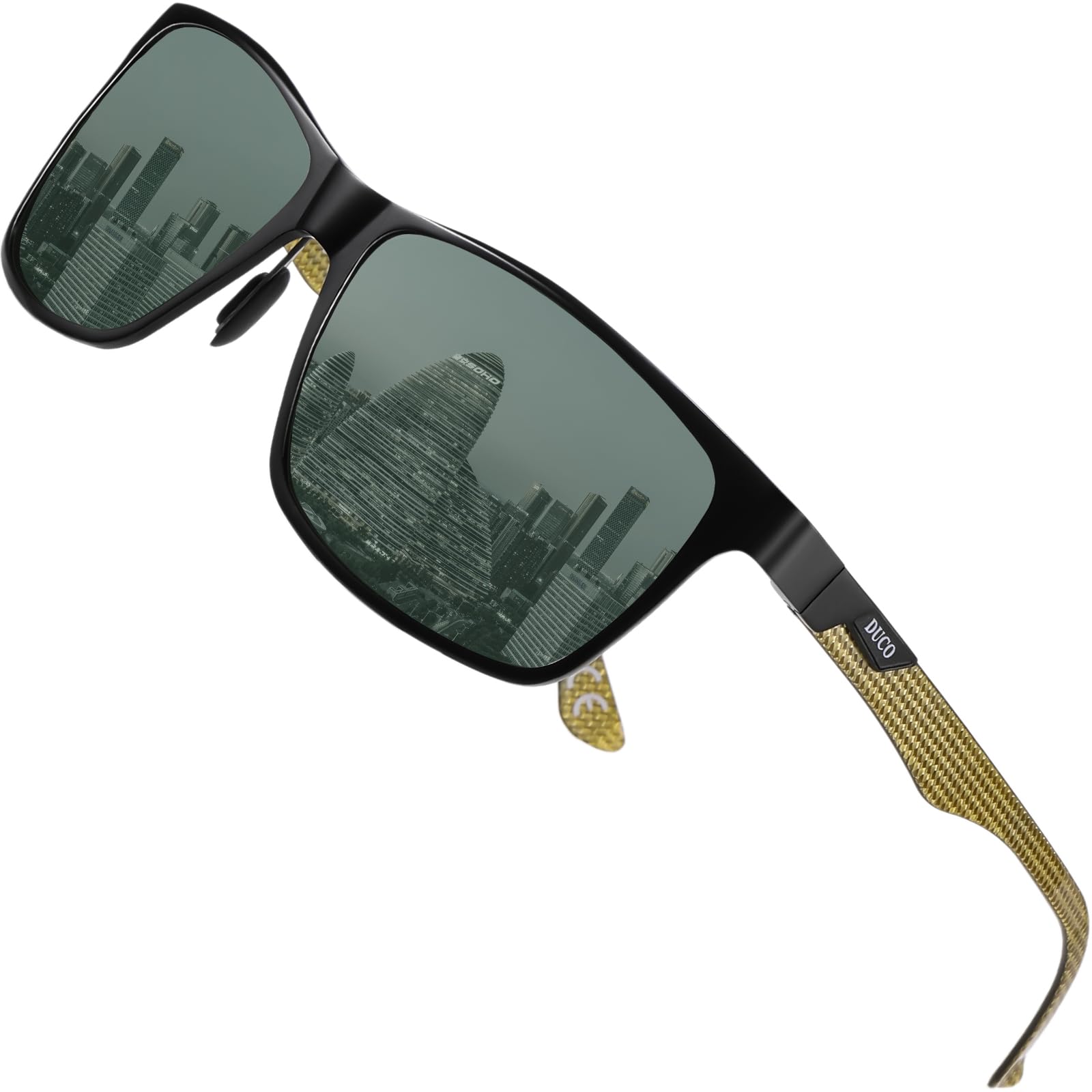 DUCO Polarized Sunglasses Men Lightweight Al-Mg Carbon Fiber Rectangle Sunglasses for Men UV400 Protection Sun Glasses 8206