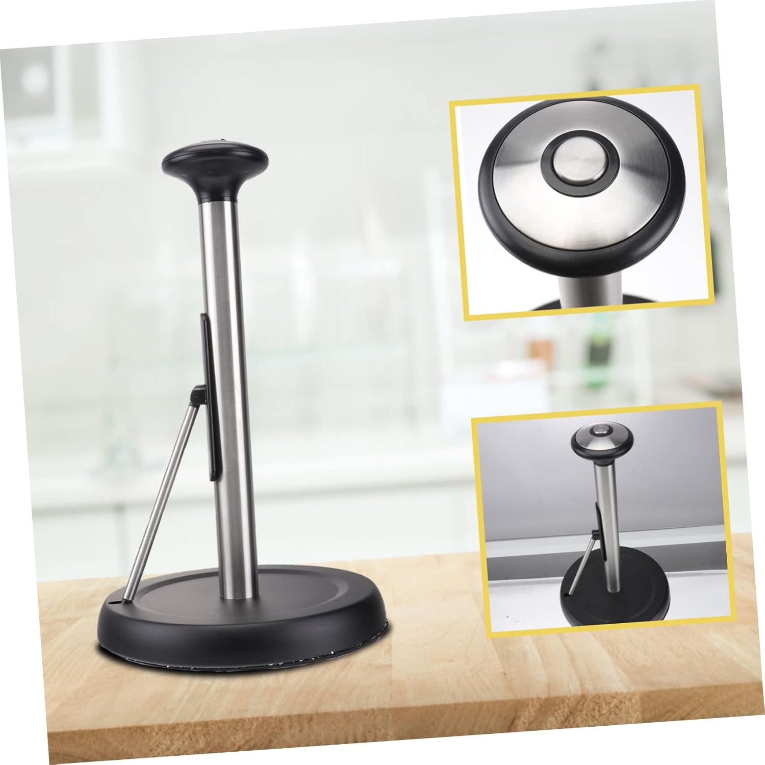Stainless Steel Napkin Holder Stylish Roll Paper Rack for Kitchen Dining Black Tissue Dispenser Easy to Assemble and Long-Lasting Design