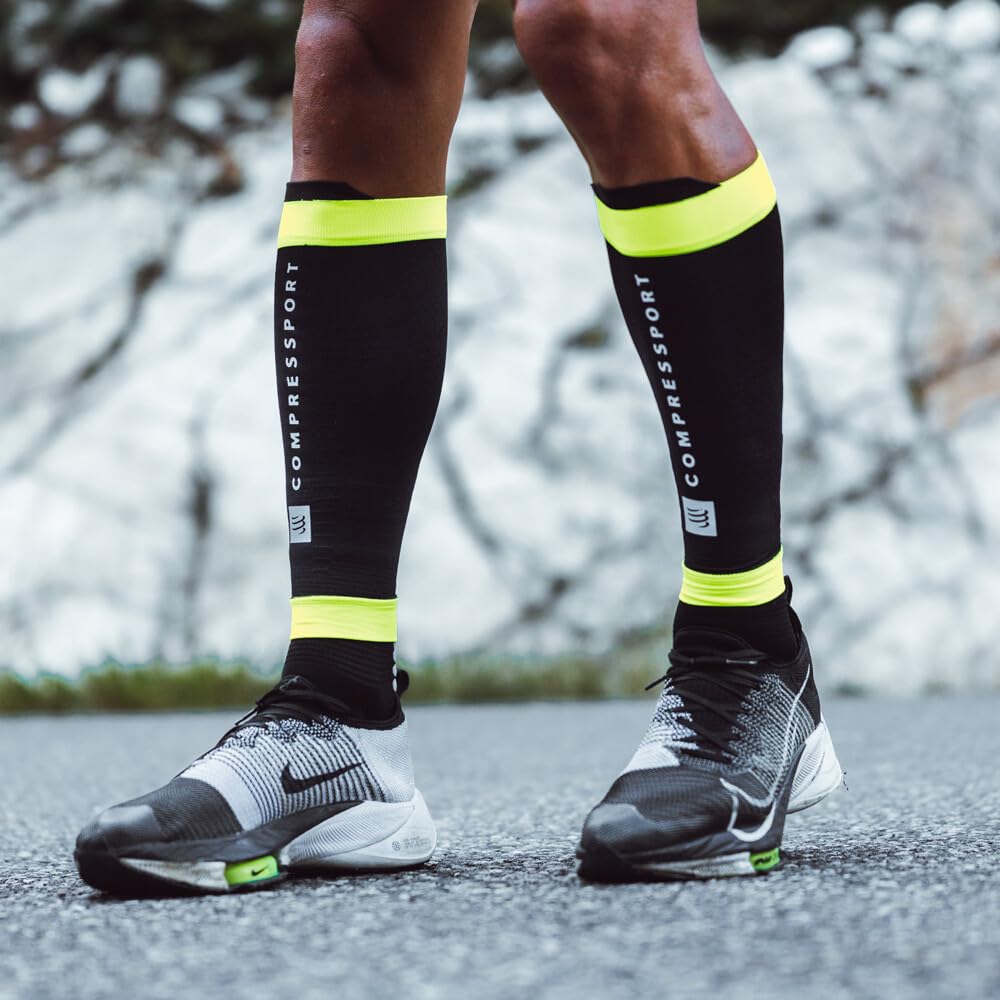 COMPRESSPORT R2 3.0 Flash Vêtements de Compression Unisexe Adultes Noir/Jaune Fluo (Multicolore), 42-46cm