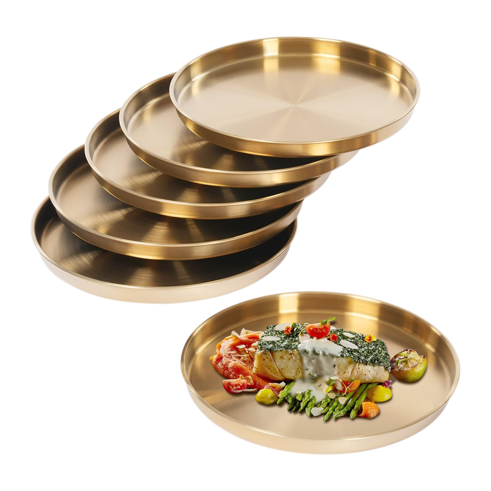 Vassoio rotondo – Vassoio da portata – Vassoio rotondo – Acciaio inox – Vassoio da cucina – Vassoio rotondo – Vassoio da portata grande in acciaio inox – Ø 31 cm