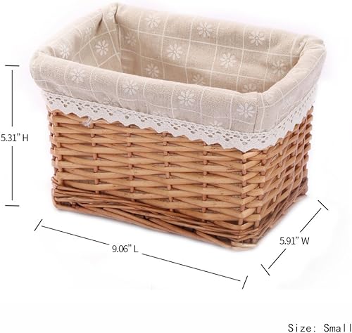 Miniatura 2 de KINGWILLOW Cesta de almacenamiento rectangular de mimbre y contenedores de contenedor, caja organizadora, arte y manualidades (pequeño)