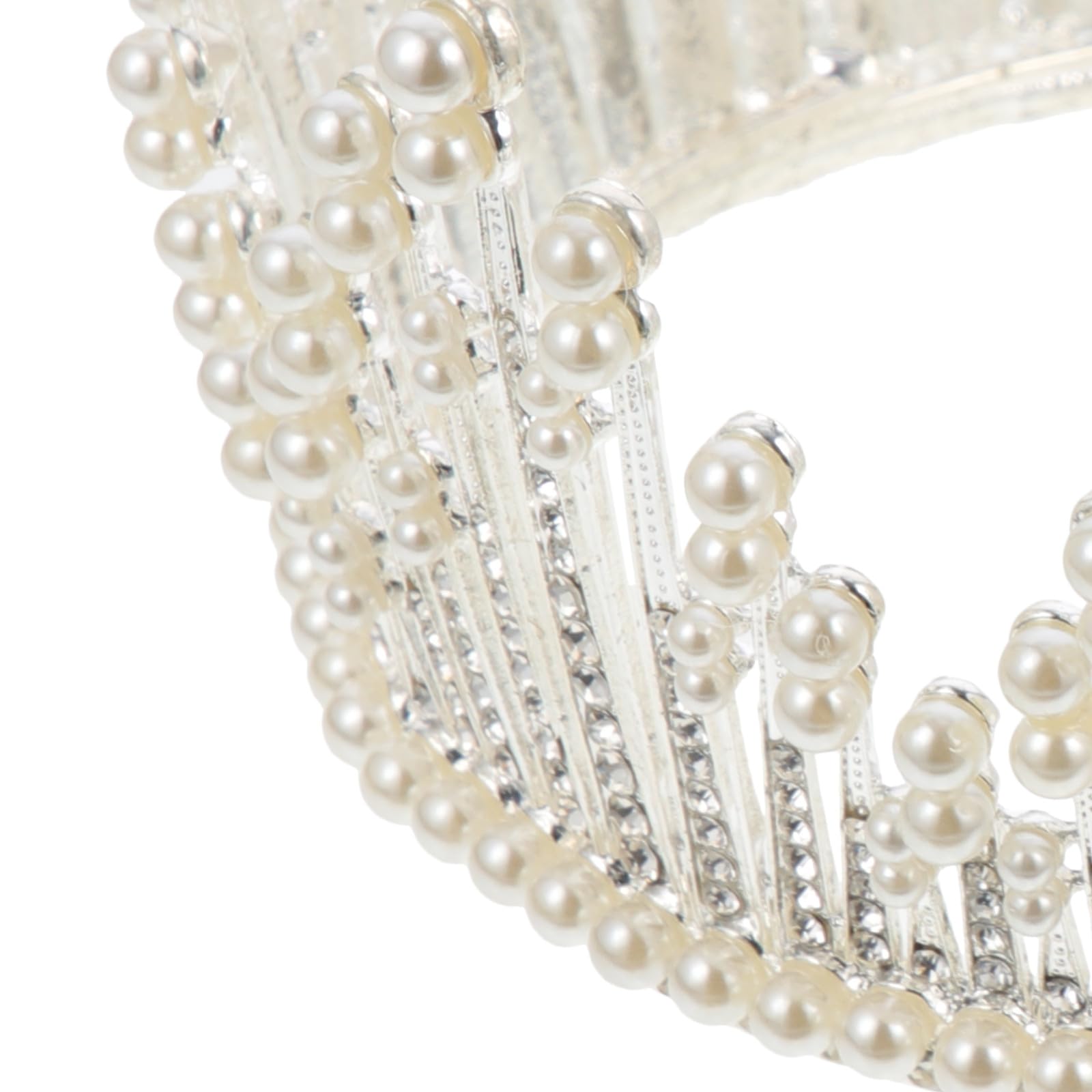 Abaodam Tocado de Novia Diadema de Perlas Plata Accesorio Fotografía y Fiesta para Mujeres Adultas Diseño Barroco Elegante para Bodas y Eventos Especiales