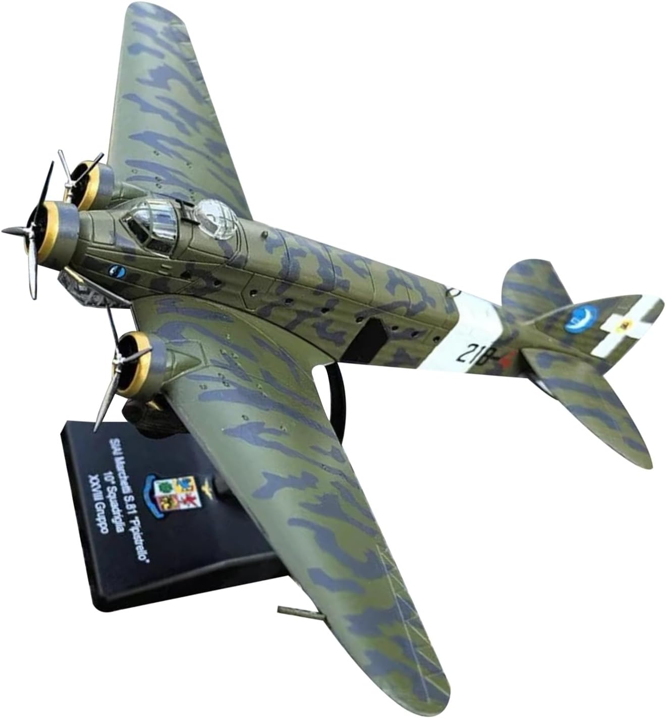 1:144 Alloy WWII Italian Savoia SIAI-Marchetti S.81 Pipistrello Bomber Aircraft Model Simulation Aviation Science Exhibition Model