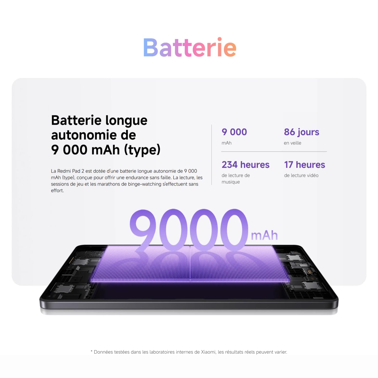 XIAOMI REDMI Pad 2 Tablette 8+256 Go Processeur Helio G100-Ultra - Vert | Écran 11" 2,5K, batterie 9000mAh, version française officielle, 2 ans de garantie, adaptateur secteur non inclus