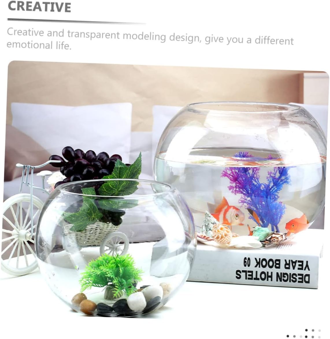 IMIKEYA Desktop Aquarium Tank Transparent Fish Bowl for Modern Decorative Fish Tank for Design for Plants and