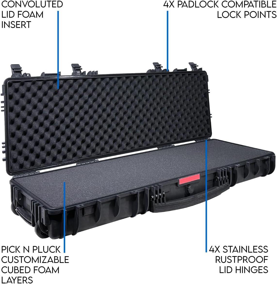 DCB Cases - Element 1189 | 46 Inch Tactical Rifle Hard Case | IP67 Waterproof | Customizable Pluck Foam Insert | Multiple Grips | Resin-Reinforced Injection Molded Plastic | 4 Latch System | Wheels - Image 6
