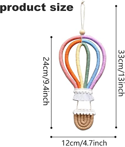 Miniatura 4 de Decoración de cuarto de bebé, macramé arcoíris para colgar en la pared, globo de aire caliente, decoración de pared de macramé para colgar en la