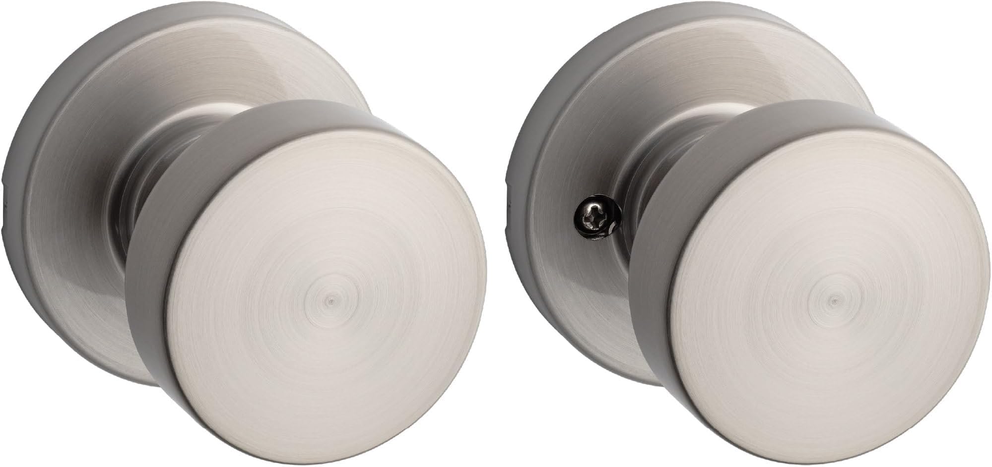 Kwikset Pismo Interior Passage Door Knob, Handle for Closet and Hallway Doors, Non-Locking Doorknob in Satin Nickel, with Microban Protection (Pack of 10)