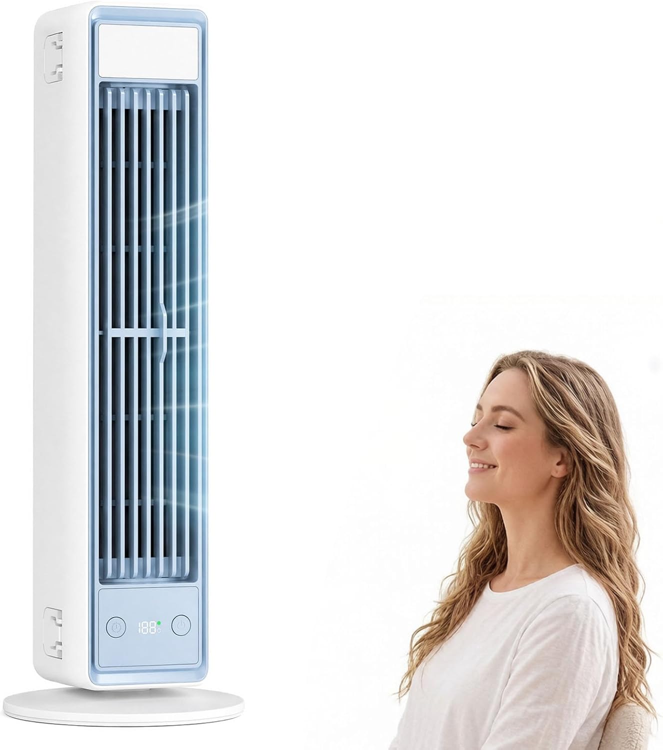 Mobiler Luftkühler Extrem Leise, Tragbare Klimaanlage für Schlafzimmer, Ventilator ohne Flügel mit Nachtmodus, 3 Stufen, Kompaktes Klimagerät für Erholsamen Schlaf