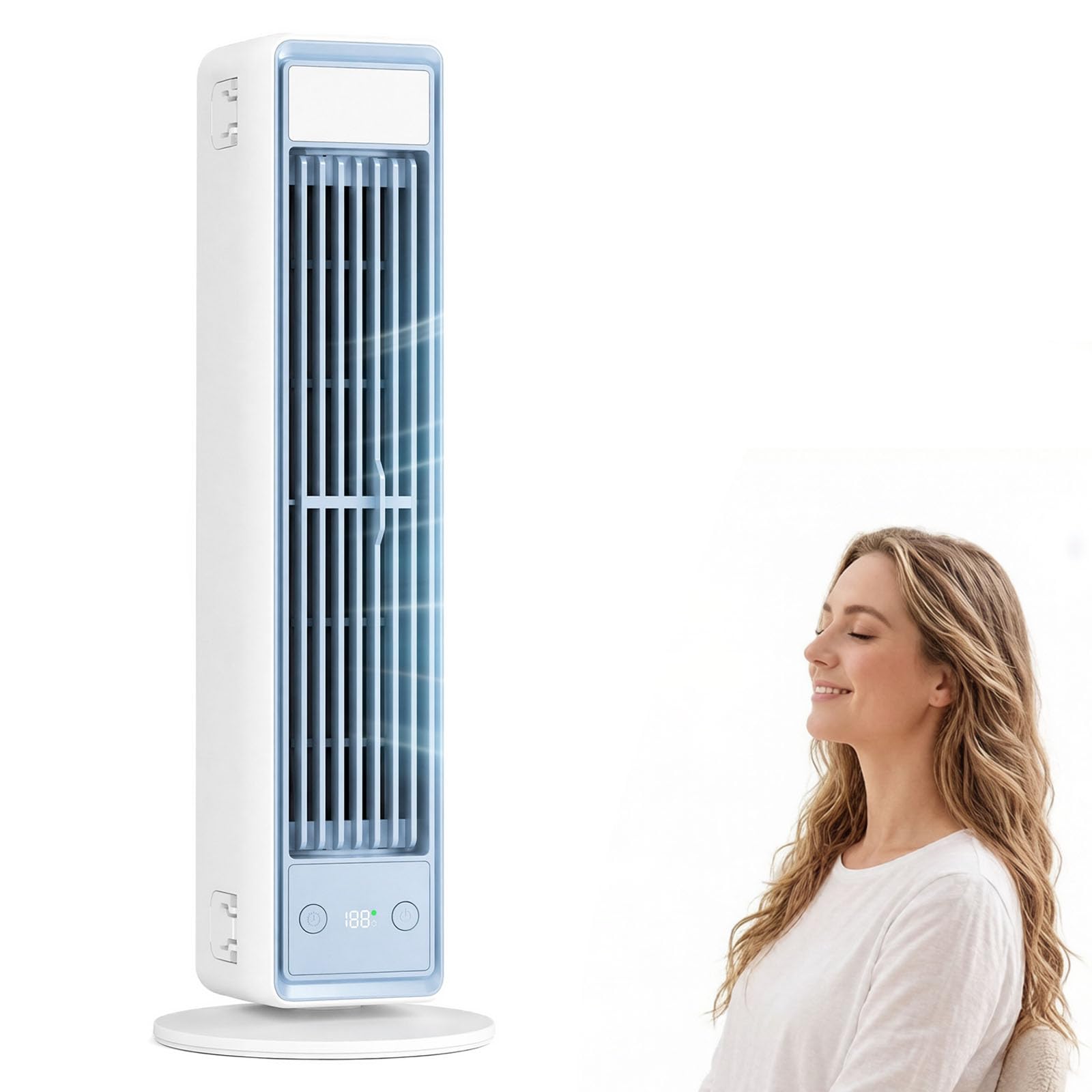 Rafraîchisseur d'air portable ultra-silencieux, climatiseur portable pour chambres, ventilateur sans pales avec mode nuit, 3 vitesses, unité de refroidissement compacte pour un sommeil réparateur