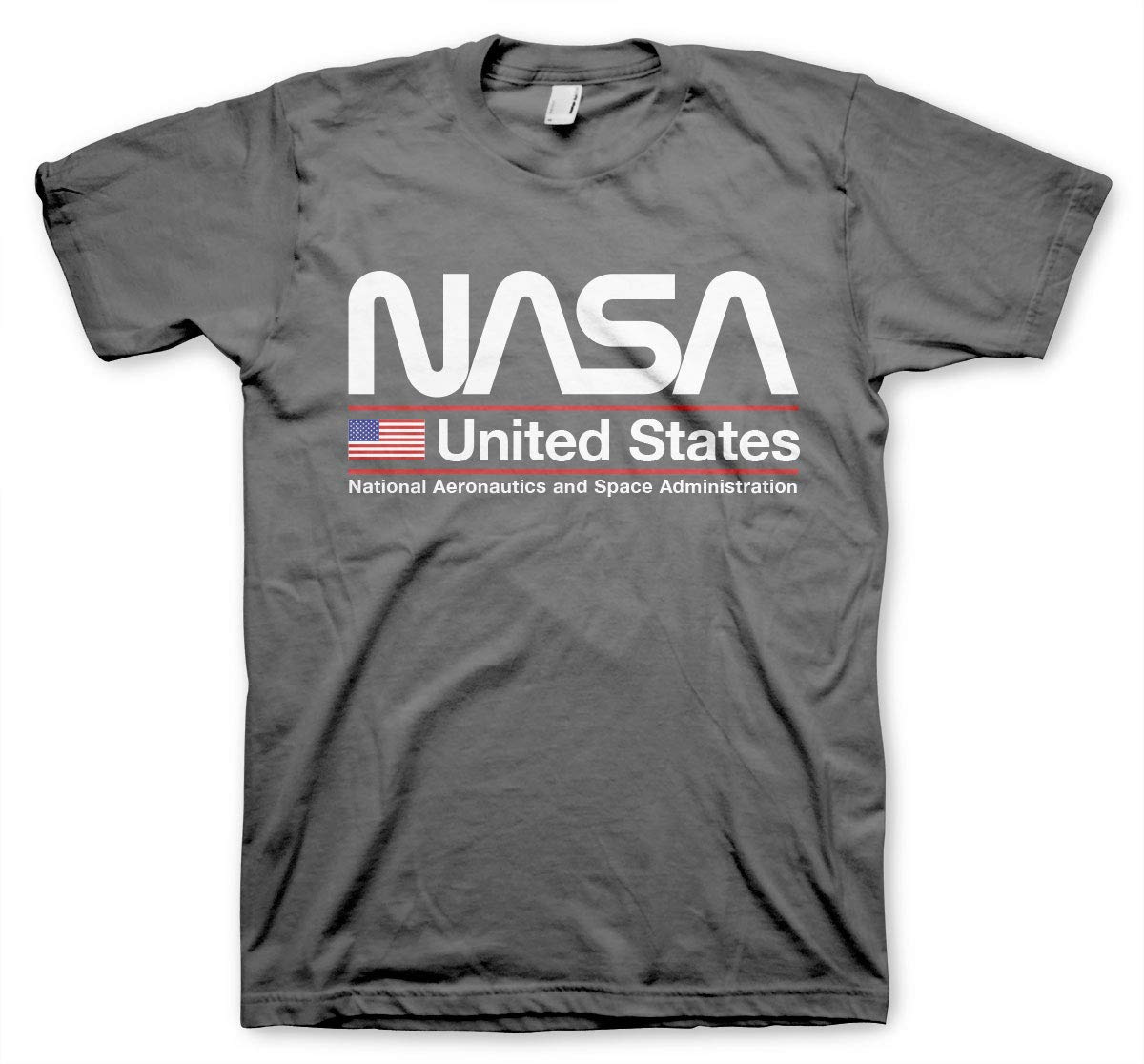Nasa Men's Dark Grey Officially Licensed United States T-Shirt (Dark Grey), Medium