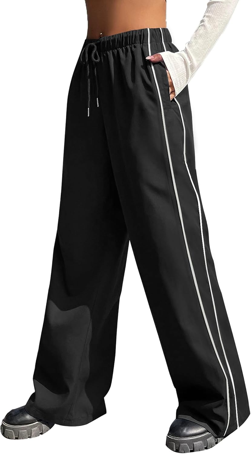 EXARUS Girls Parachute Pants Cargo Baggy Hip Hop Drawstring with Pockets Elastic Y2K for Kids 8-14Y - Image 4