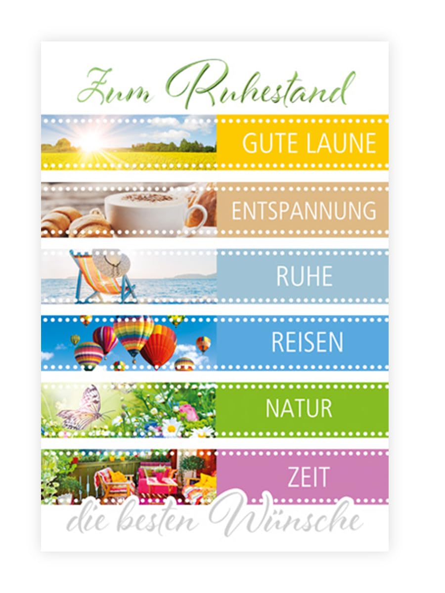 Glückwunschkarte Zum Ruhestand - Rosa Mit Herz- Und Stern-Design, Blanko Innen, Inkl. Umschlag