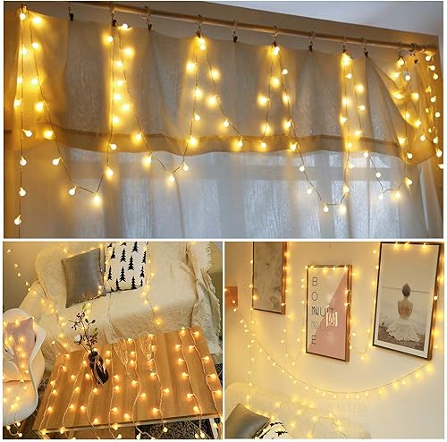 Miniatura 6 de Tira de luces LED enchufables, 16 pies/16.4 ft, 50 bombillas LED de color blanco cálido, guirnalda de luces para vacaciones, Navidad, boda, fiesta,