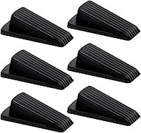 Lesunsul 6 Pack Rubber Door Stoppers - Heavy Duty Door Wedges for All Floors, Black - Safe for Kids & Pets