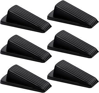 Door Stop, Door Stopper, Door Wedge, 6 Pack Rubber Door Stopper, Rubber Door Stops for Bottom of Door, Works on All Floor Types (Black)