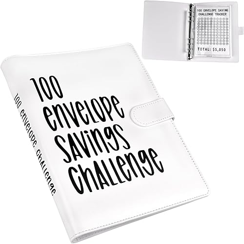 Carpeta de 100 sobres reutilizables para presupuestos y ahorros, forma fácil y divertida de ahorrar $5,050 hojas de gastos para presupuestos y