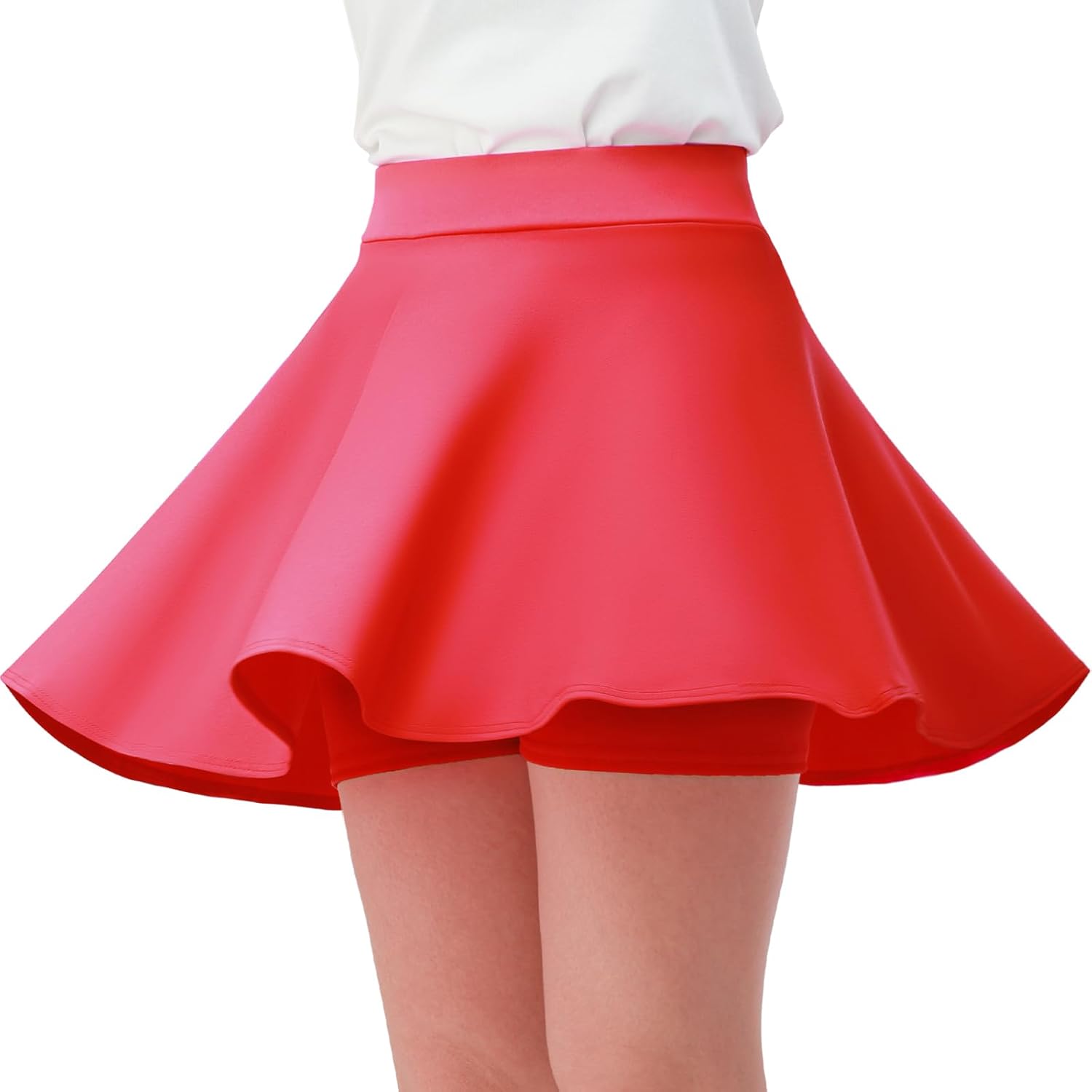 Girls Skirts Casual Mini Flare Pleated Skirt with Shorts High Waisted Skater Skirt A Line Skorts