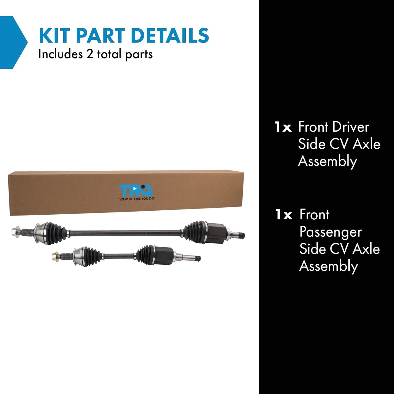 TRQ Front Left and Right CV Axle Assembly Set 2 Piece Compatible with 2018-2020 Chevrolet Equinox 1.5L FWD 2021-2022 Equinox FWD 2018-2019 GMC Terrain 1.5L FWD