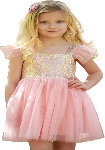 Butterfly Craze Birthday Sequin Dress with Glitter and Sparkle for Little Girls, Fluttering Into The Princess Ballerina Party