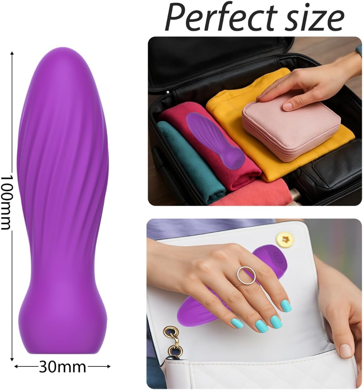 Handheld Small Recovery Massager Portable Massage Tools with Quiet 10 Powerful Modes (Purple) - Image 4