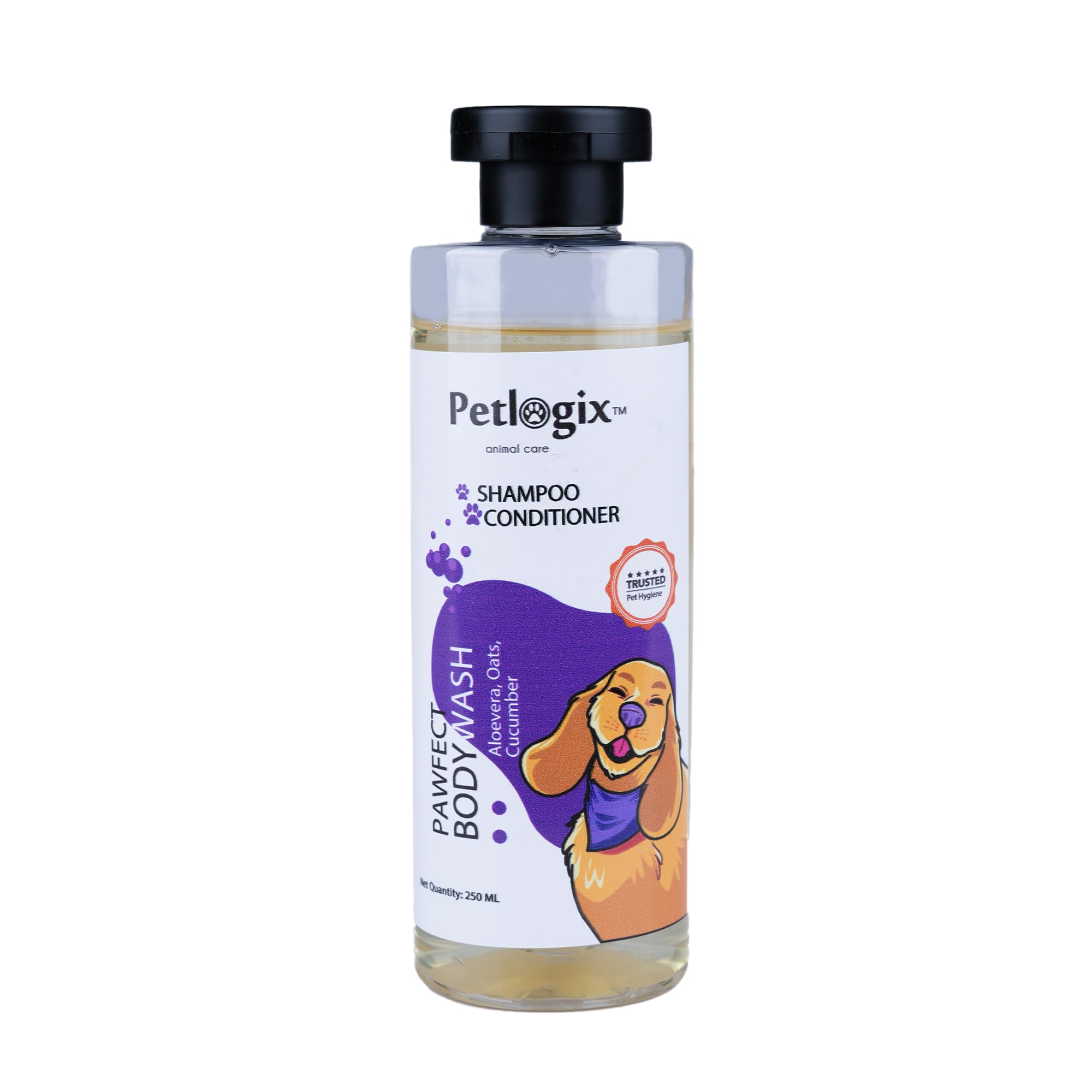 Petlogix Natural Pawfect Anti-Bacterial, Anti-Fungal and Anti-Itching Body Wash Shampoo Sulphate Free for Dogs, Cats and Horses (250ml)