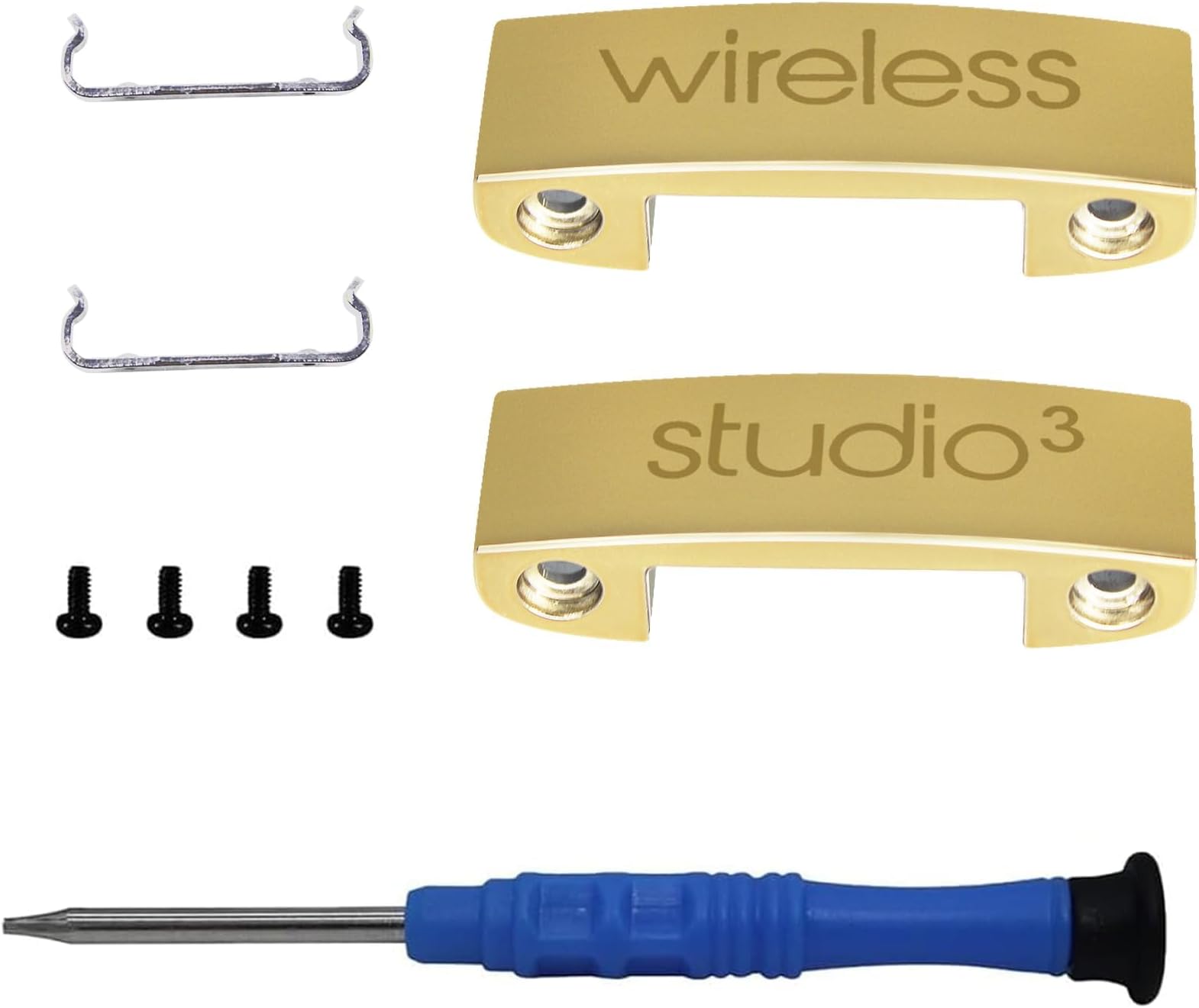 Studio 3 Hinge Replacement Headband Connector Replacement Metal Repair Parts Compatible with Beats Studio 3 Studio 3.0 (A1914) Headphones Replacement Parts Accessories Durable Repair Kit(Gold)