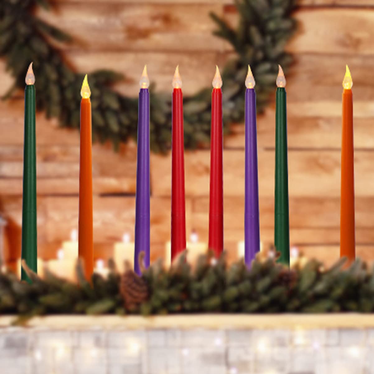 12 Pièces Bougies Effleurant Bougies Actionnées Lumières De Batterie De Noël Led Fête Sans Cône D'Église Pour Décor Bougie Anniversaire Sans Flamme Mariage Électrique Orange