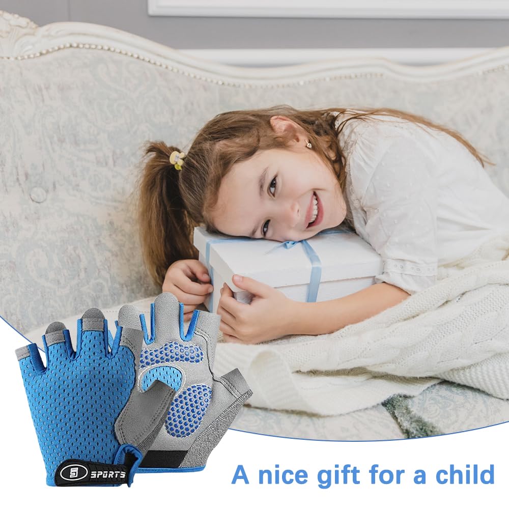 Guantes Bici Niño, Guantes Ciclismo Medio Dedo para Niños de 9 a 13 Años, Antideslizantes, Porosità, Adecuado para Ciclismo, Escalada, Patinaje sobre Hielo(Gris)