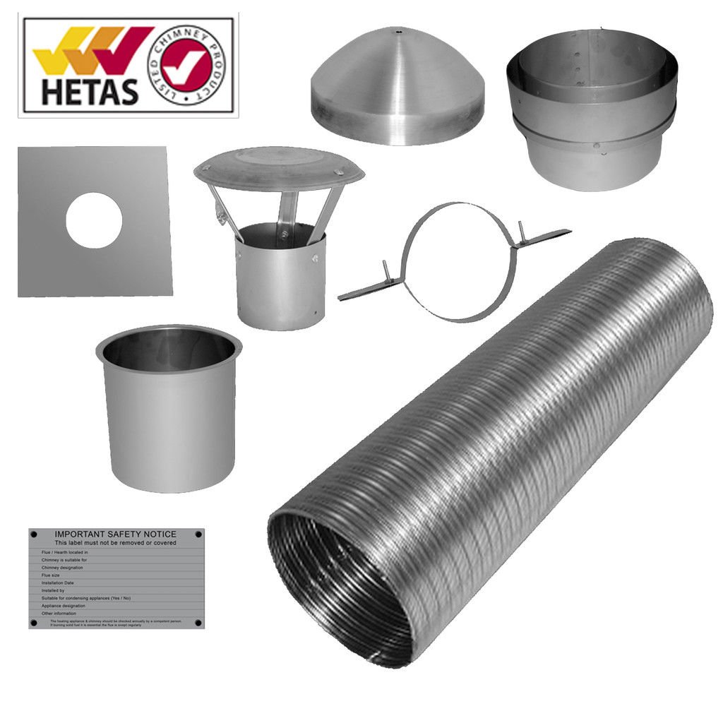 Quattro 7M 6" Flexible Multifuel Flue Liner Pack/Kit For Stove