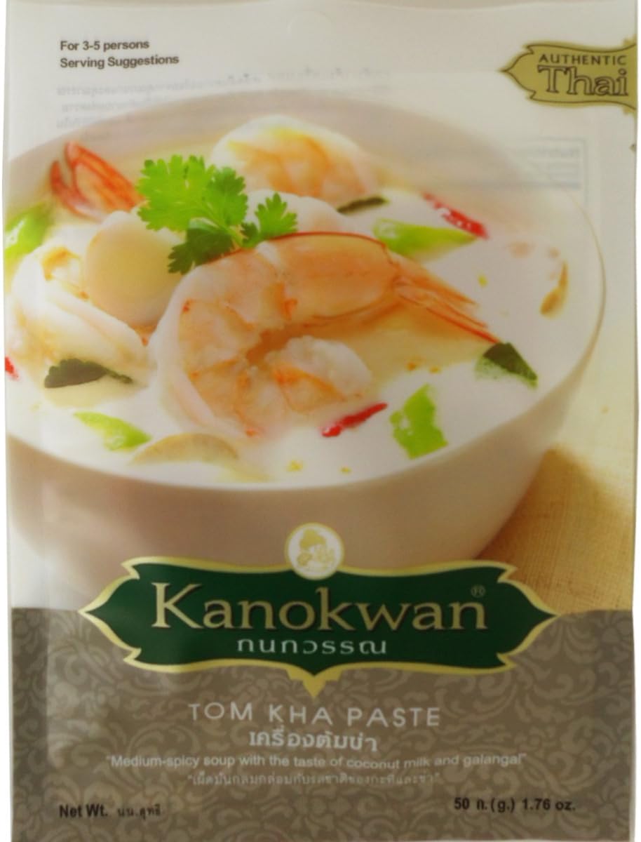 Tom Kha Curry Paste Thai Authentic Herbal Food Net Wt 50 G (1.76 Oz.) Kanokwan Brand X 10 Bags