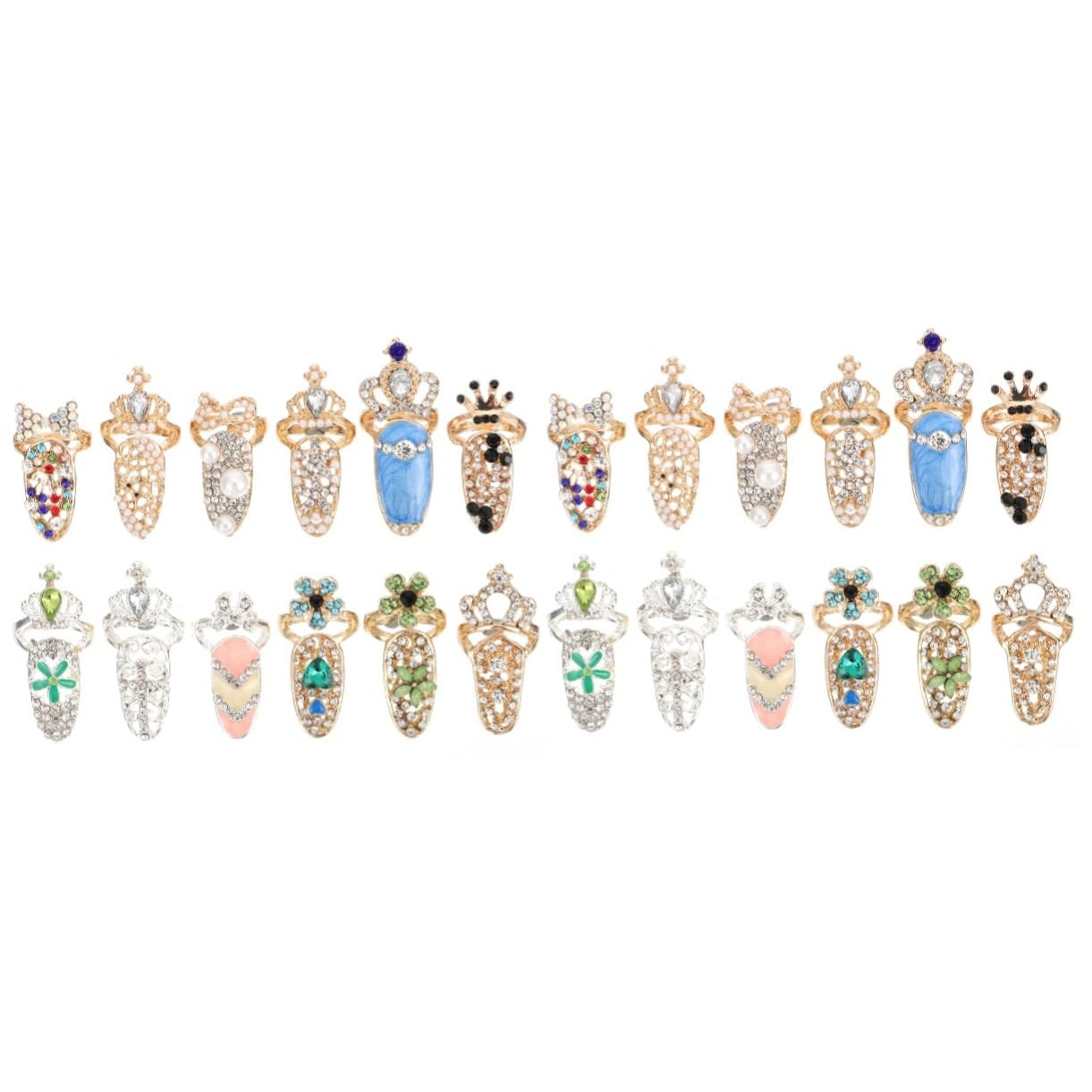 Mikinona Pz anello per unghie ordinare mini anelli per unghie mancia anelli pieni delle dita strass decorazioni unghie decorazioni per unghie Anello creativo gioielli per manicure lega