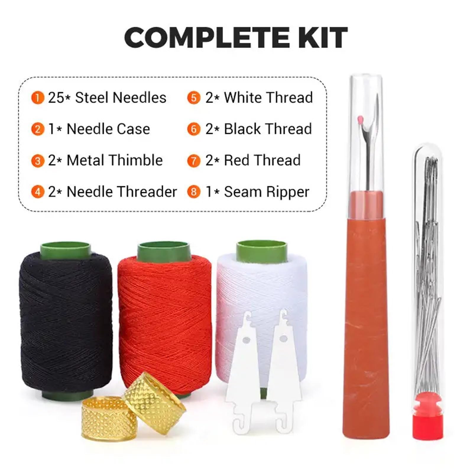 Kit Costura Conjunto de herramientas portátil compacto for principiantes y profesionales, agujas hilo, costura artesanal DIY para el hogar(43pcs set)