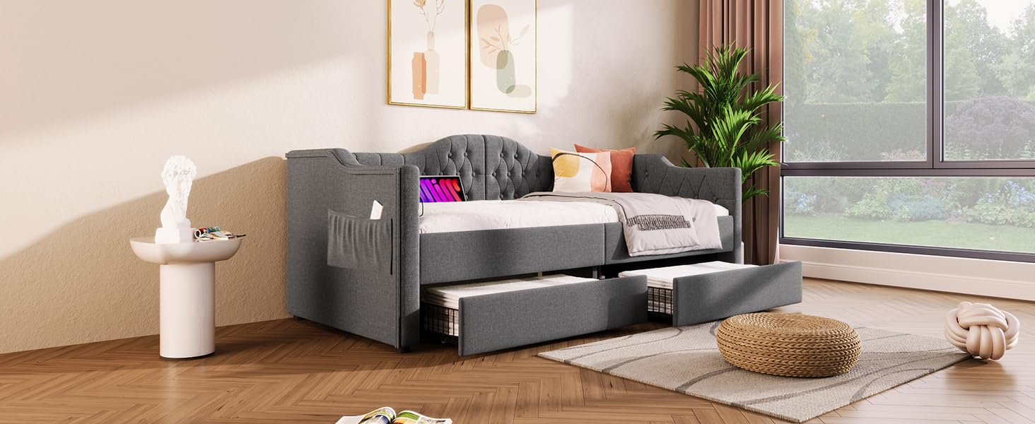 Fasba Diván con Almacenamiento Integrado y Puerto USB, Ideal para Habitaciones pequeñas y familias Modelo FCLYD-AB20424344G
