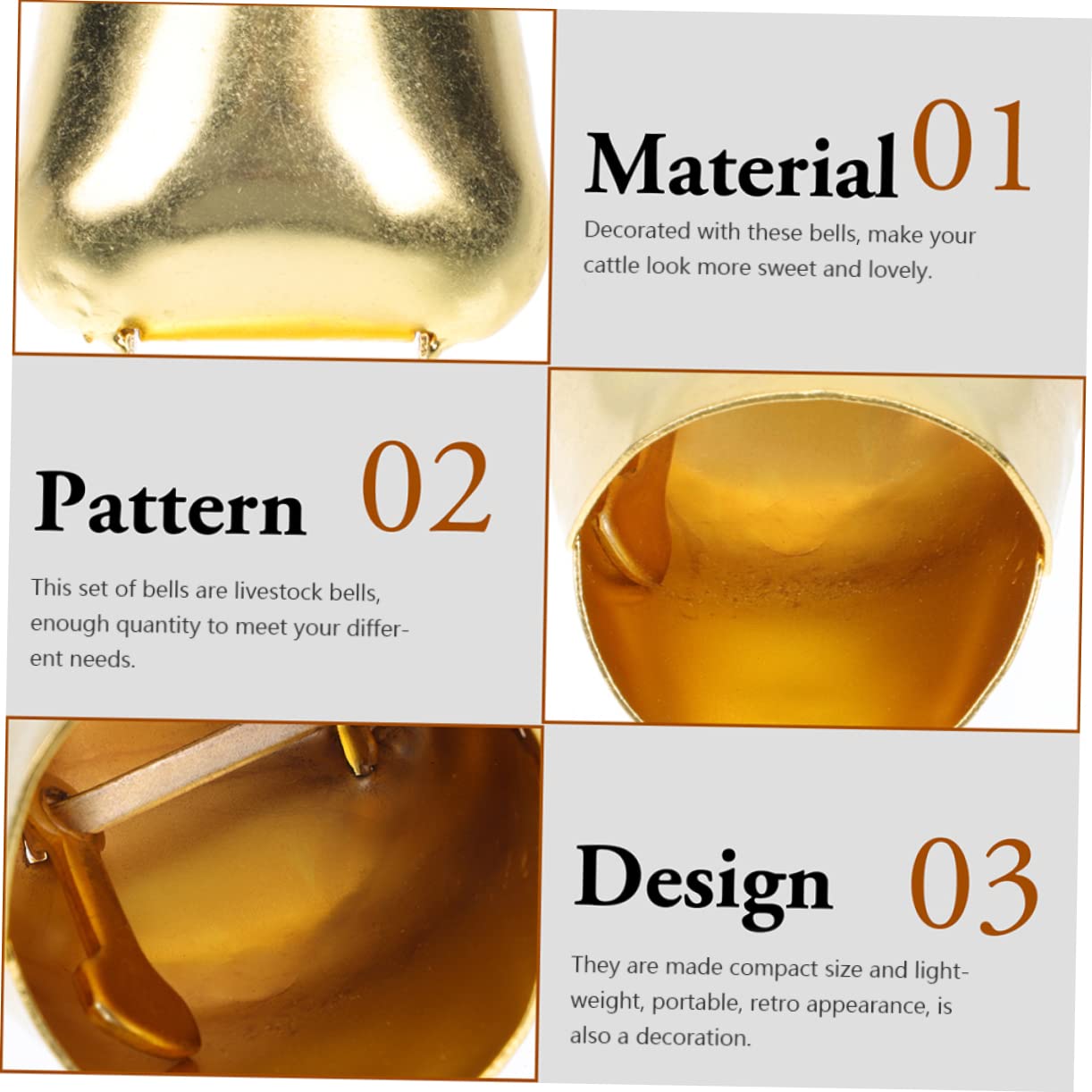 Levemolo 4pcs Galvanized Iron Bells Bells for Crafts Anti-Lost Livestock Decorative Ornaments