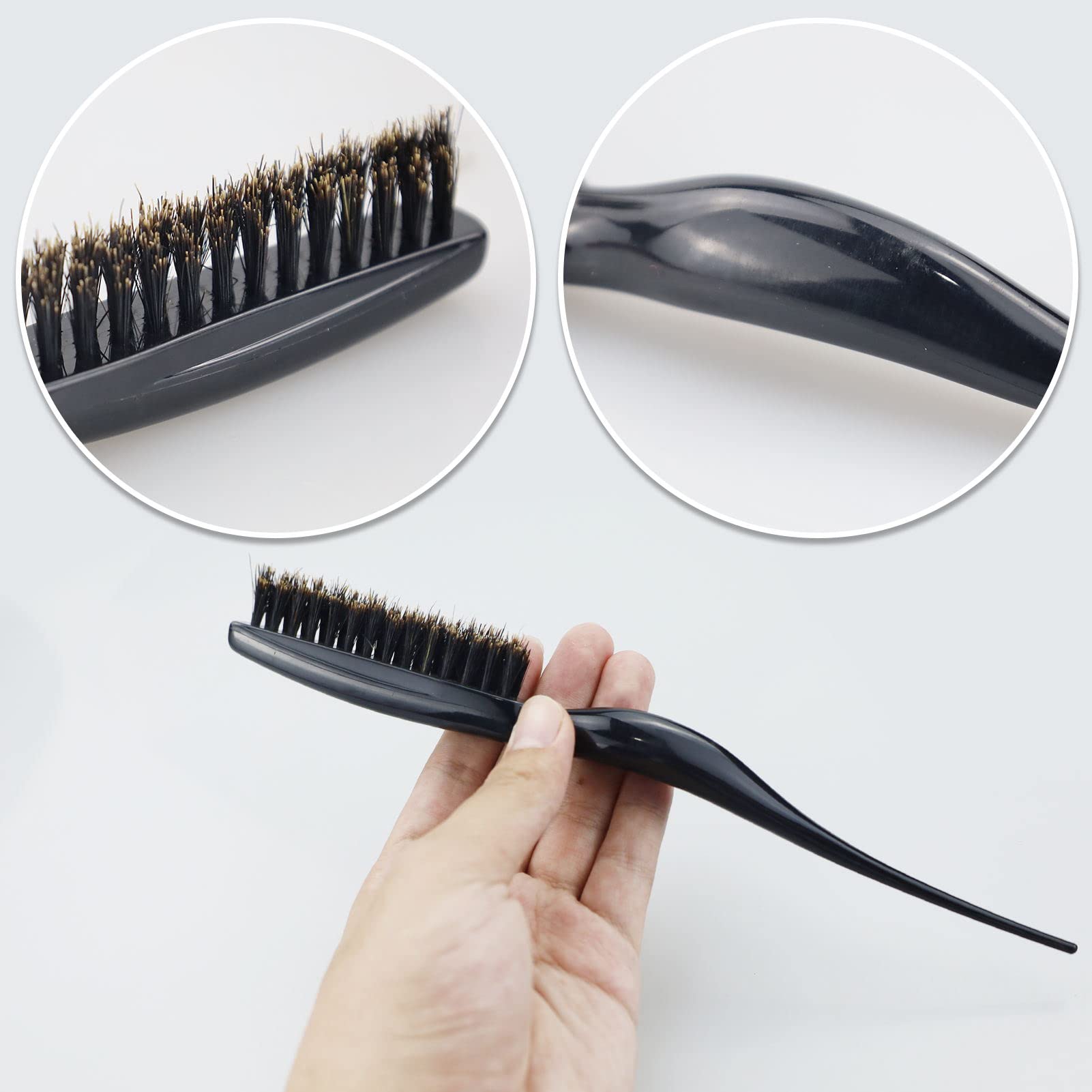 3 Pcs Hair Brush,Slick Back Hair Brush,Slick Back Brush Bristle Hair Brush Teasing Hair Brush Back Slicking Combing Brushes for Women for Scalp Massage,Straight or Curly Hair,Black & Rose Red & Blue - Image 3